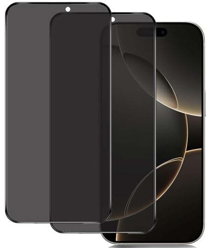 IBETEK Schutzfolie für iPhone 16 Pro Max Sichtschutz, [2 Stück] Anti Spy Sichtschutz Panzerglasfolie Tempered Glass 9H Härte Gehärtetem Glas Dunkel Folie Blickschutzfolie Displayschutzfolie von IBETEK