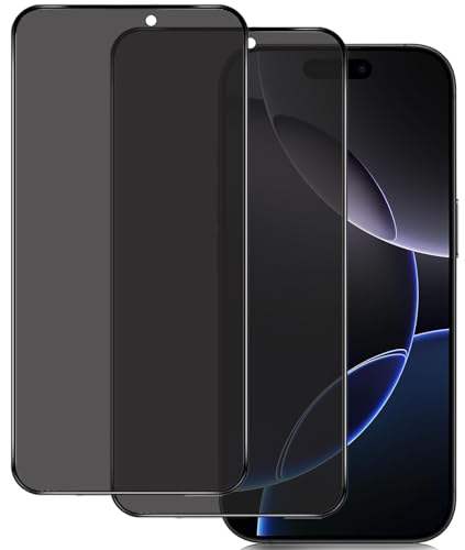 IBETEK Schutzfolie für iPhone 16 Pro Sichtschutz, [2 Stück] Anti Spy Sichtschutz Panzerglasfolie Tempered Glass 9H Härte Gehärtetem Glas Dunkel Folie Blickschutzfolie Displayschutzfolie von IBETEK