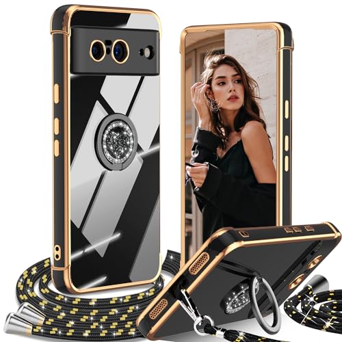 IBETEK für Google Pixel 8 5G Hülle mit Band, Herz Ring Ständer HandyHülle Handykette Frauen Mädchen Dünn Stoßfeste Anti-Kratzt SchutzHülle für Google Pixel 8 5G Case, Schwarz IBETEK für Google Pixel 8 5G Hülle mit Band, Herz Ring Ständer HandyHülle Handykette Frauen Mädchen Dünn Stoßfeste Anti-Kratzt SchutzHülle für Google Pixel 8 5G Case, Schwarz von IBETEK