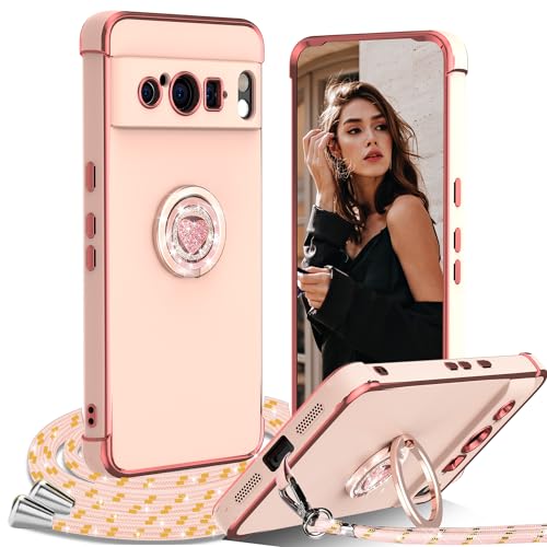 IBETEK für Google Pixel 8 Pro 5G Hülle mit Band, Herz Ring Ständer HandyHülle Handykette Frauen Mädchen Dünn Stoßfeste Anti-Kratzt SchutzHülle für Google Pixel 8 Pro 5G Case, Rosa IBETEK für Google Pixel 8 Pro 5G Hülle mit Band, Herz Ring Ständer HandyHülle Handykette Frauen Mädchen Dünn Stoßfeste Anti-Kratzt SchutzHülle für Google Pixel 8 Pro 5G Case, Rosa von IBETEK