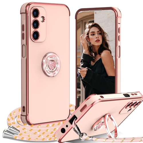 IBETEK für Samsung Galaxy A55 5G Hülle mit Band, Herz Ring Ständer HandyHülle Handykette Frauen Mädchen Dünn Stoßfeste Anti-Kratzt SchutzHülle für Samsung Galaxy A55 5G Case, Rosa IBETEK für Samsung Galaxy A55 5G Hülle mit Band, Herz Ring Ständer HandyHülle Handykette Frauen Mädchen Dünn Stoßfeste Anti-Kratzt SchutzHülle für Samsung Galaxy A55 5G Case, Rosa von IBETEK