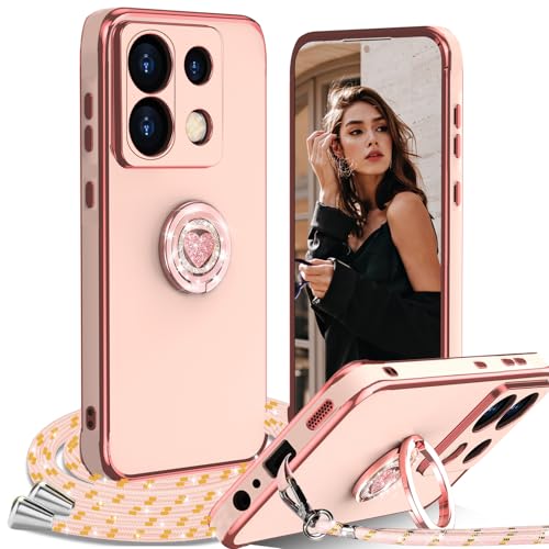 IBETEK für Xiaomi Redmi Note 13 Pro 5G Hülle mit Band, Herz Ring Ständer HandyHülle Handykette Frauen Mädchen Dünn Stoßfeste Anti-Kratzt SchutzHülle für Redmi Note 13 Pro 5G Case, Rosa IBETEK für Xiaomi Redmi Note 13 Pro 5G Hülle mit Band, Herz Ring Ständer HandyHülle Handykette Frauen Mädchen Dünn Stoßfeste Anti-Kratzt SchutzHülle für Redmi Note 13 Pro 5G Case, Rosa von IBETEK