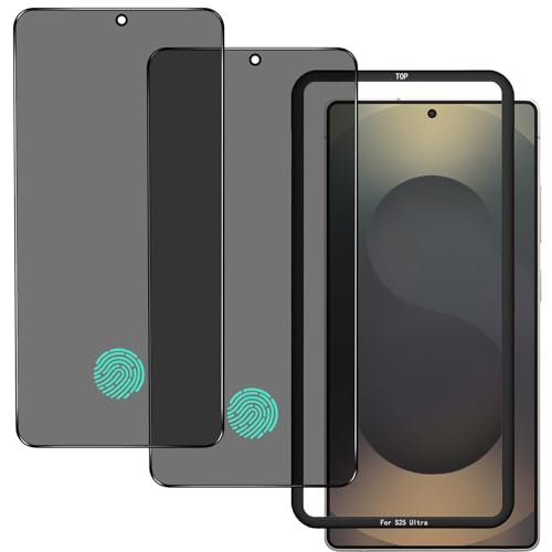 für Samsung Galaxy S25 Ultra Sichtschutz Panzerglasfolie, [mit Fingerabdruck] [2 Stück] Anti Spy Privacy Tempered Glass 9H Gehärtetem Schutz Glas Dunkel Schwarz Displayschutz Folie Blickschutzfolie von IBETEK