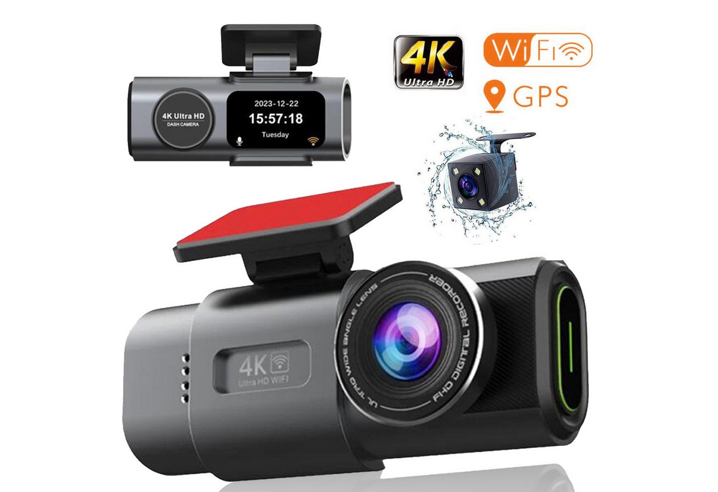 IBETTER Dashcam Auto,2-Kanal 4K+1080P Autokamera,Mit GPS 1.3 Zoll-Bildschirm Dashcam (4K Ultra HD, WLAN (Wi-Fi), Zeitraffermodus, App-Steuerung Autokamera,135°Ultraweitwinkel,Super Nachtsicht, Autokamera mit Parküberwachung,G-Sensor, Loop-Aufnahme,WDR) von IBETTER