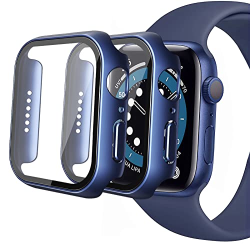 IBEX 2 Stück Schutzhülle für Apple Watch Series 6/SE/Serie 5/Serie 4 40 mm Bildschirmschutz, Bumper Case Cover, Hartschale, stoßfest, PC, ultradünn, Hartglas von IBEX