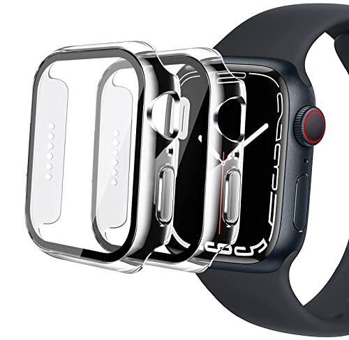 IBEX 2 Stück Schutzhülle für Apple Watch Series 7, 41 mm, Displayschutz, Bumper Case, Schutzhülle, Hartschale, stoßfest, PC, ultradünn, Hartglas von IBEX