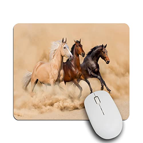 IBILIU Mauspad mit laufenden Pferden, rechteckig, rutschfeste Gummiunterseite, Computer-Mauspad für Laptop, Büro, Zuhause, 24,6 x 20,9 cm von IBILIU