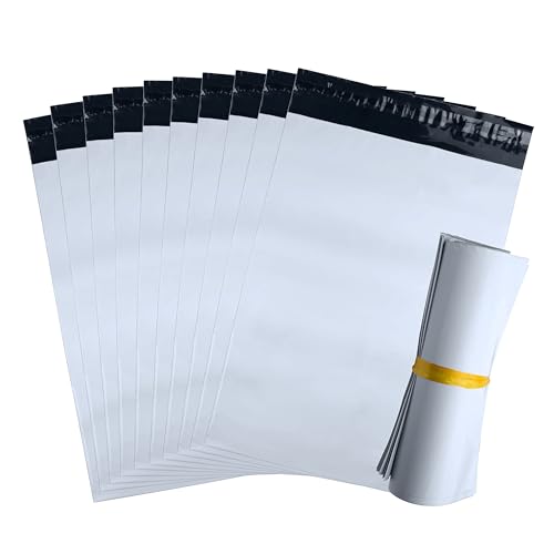 100 weiße, opake Kunststoff-Versandtaschen, selbstklebend, robust, manipulationssicher und wasserdicht (35 x 45 cm, 100 Stück) von IBOO