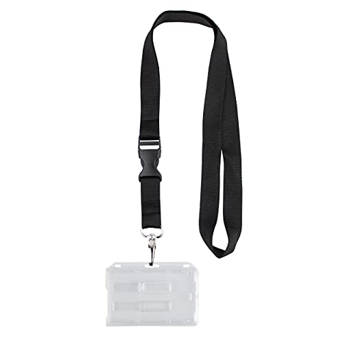 Ein Sicherheitskartenhalter mit Umhängeband für 2 Karten im Format 54 x 86 mm, geschlossenes und transparentes Hartschalenkoffer mit oder ohne Badgehalter (mit Umhängeband, 1) von IBOO