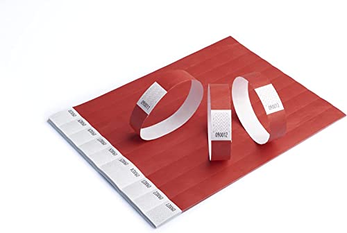 Tyvek 500 Stück Papierarmbänder für Kontrolle und Sicherheit – für Veranstaltungen, Partys, Festivals und Reisen – Eintrittsbänder (rot) von IBOO