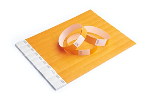 Tyvek-Papierarmbänder für Kontrolle und Sicherheit, für Veranstaltungen, Partys, Festivals und Reisen, 500 Stück (Orange) von IBOO