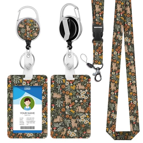IBOVODI Schlüsselband mit niedlichem Katzenmotiv, Ausweishalter mit einziehbarem Ausweishalter, Vintage-Stil, Gänseblümchen, Sonnenblume, Ausweishalter mit Abreißband für Krankenschwester, Lehrer IBOVODI Schlüsselband mit niedlichem Katzenmotiv, Ausweishalter mit einziehbarem Ausweishalter, Vintage-Stil, Gänseblümchen, Sonnenblume, Ausweishalter mit Abreißband für Krankenschwester, Lehrer von IBOVODI