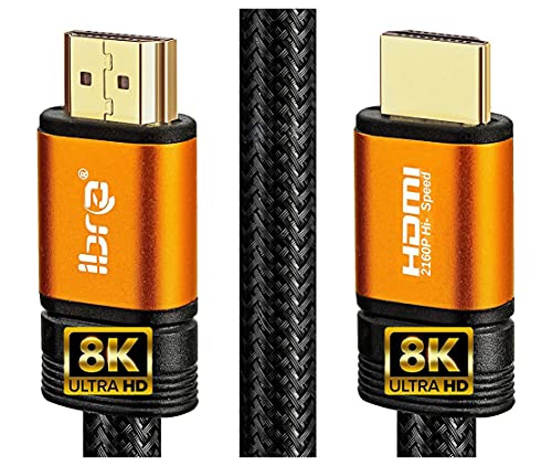 8K Premium 2.1 HDMI Kabel Ultra HDTV 8K HDMI Kabel – 1,5 Meter, 48 Gbit/s, 4K@120Hz / 8K@60Hz, Dynamic HDR-10+, eARC, Variable Refresh Rate (VRR), Dolby Vision, 1.5m IBRA Orange von IBRA