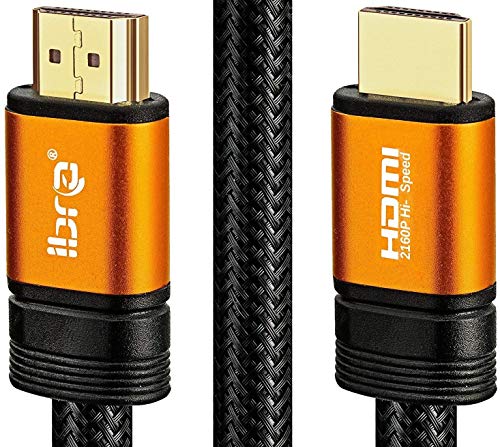 IBRA 4K HDMI Kabel 5M HDMI 2.0b Kabel 4K@60Hz HighSpeed 18Gbps Nylon Geflecht Vergoldete Anschlüsse mit Ethernet/Audio Rückkanal,Kompatibel mit Video 4K UHD 2160p,HD 1080p,3D Xbox PS4 ORANGE von IBRA