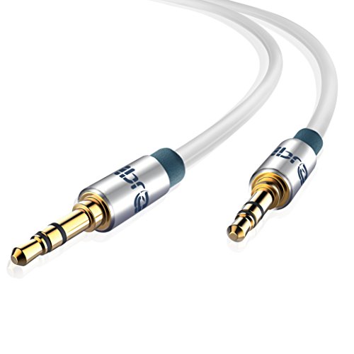IBRA Aux Kabel [ 1,5m Stereo Audio Klinkenkabel 1,5m - 3,5mm Klinken Stecker zu 3,5mm Klinken Stecker - für Kopfhörer, Heim/KFZ Stereoanlagen, Smartphones, MP3 Player und mehr - Weiß von IBRA