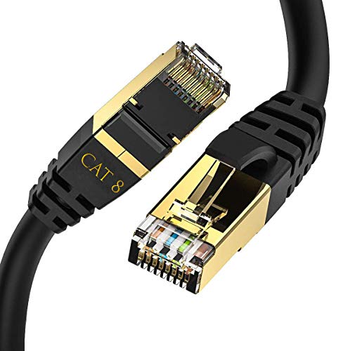 IBRA CAT8 Ethernet Gigabit LAN Netzwerkkabel (RJ45) SSTP 40Gbps 2000Mhz - Round Black 10M von IBRA
