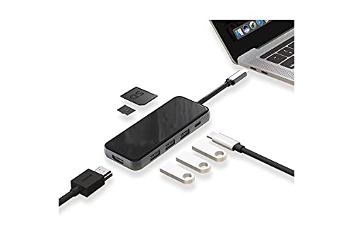 IBROZ 7 in 1 Hub Adapter Tiger 7 USB C auf PD Charge 3 Ports USB 3.0-1 Port HDMI 4K 1 SD/MicroSD Player von IBROZ