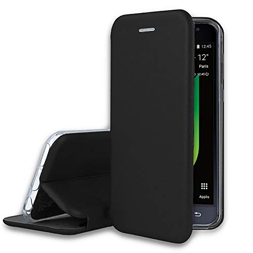 IBROZ Samsung Galaxy J5 Magnet Hülle Handyhülle Leder Schutzhülle - Brieftasch-Stil - Standfunktion - Kartenslot Kreditkarten [RFID-Schutz] - Schwarz von IBROZ