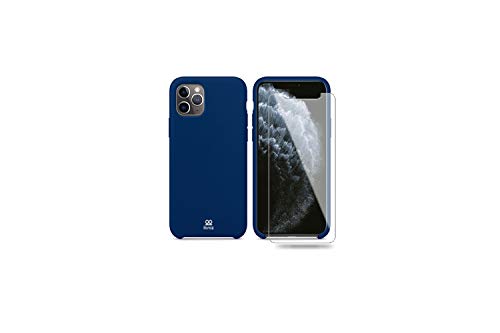 Ibroz Silikon-Schutzhülle für iPhone 11 Pro, Nachtblau + Hartglas von IBROZ