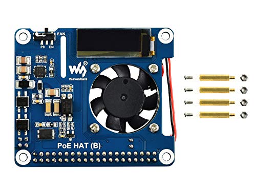 Power Over Ethernet HAT (B) PoE HAT for Raspberry Pi 4 B/3 B+,802.3af-Compliant,37V ~ 57V DC Input,5V 2.5A DC Input, Onboard 0.91" OLED for Monitoring Processor Temperature, IP Address von IBest