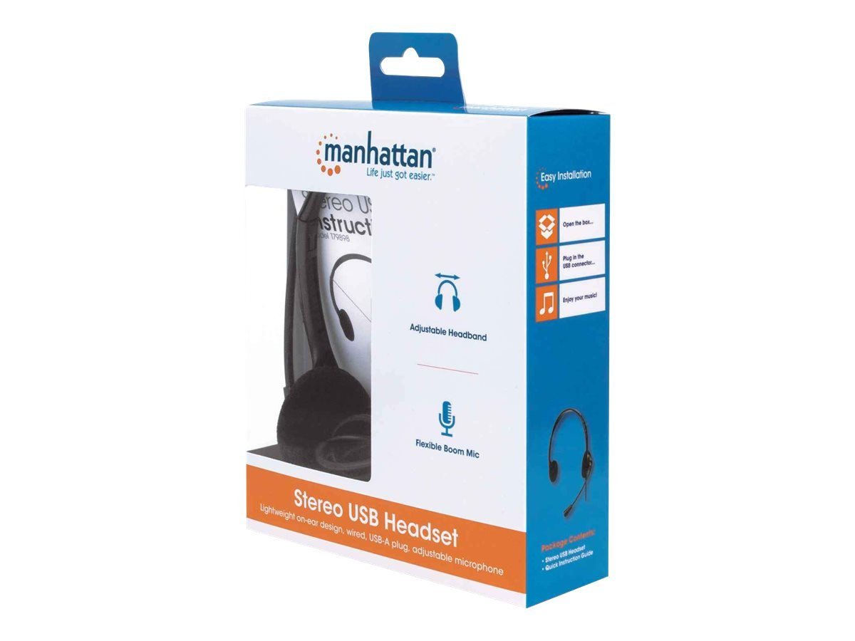 IC INTRACOM IC INTRACOM Manhattan Stereo USB-Headset On-Ear verstellbares Mikrofon Headset von IC INTRACOM