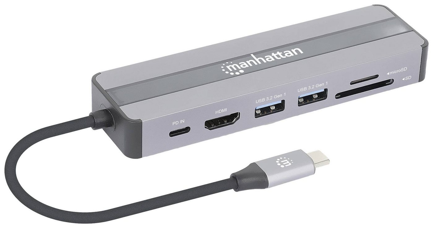 IC INTRACOM Laptop-Dockingstation MANHATTAN 7-in-1 Dockingstation HDMI RJ45 2xUSB-A SD/MicroSD von IC INTRACOM