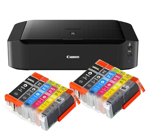 IC-Office IP8750 Farbtintenstrahl Drucker (Drucken, CD-Druck, A3, WLAN, AirPrint) schwarz + 12 XL Tintenpatronen von IC-Office