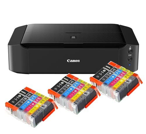 IC-Office IP8750 Farbtintenstrahl Drucker (Drucken, CD-Druck, A3, WLAN, AirPrint) schwarz + 18 XL Tintenpatronen von IC-Office