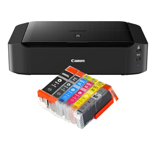 IC-Office IP8750 Farbtintenstrahl Drucker (Drucken, CD-Druck, A3, WLAN, AirPrint) schwarz + 6 XL Tintenpatronen von IC-Office