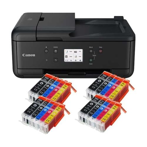 IC-Office TR7650 Farbtintenstrahl Multifunktionsdrucker 4-in-1 (Drucken, Kopieren, Scannen, Faxen, ADF, WLAN, AirPrint) schwarz + 20 XXL Tintenpatronen von IC-Office