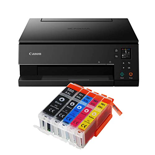 IC-Office TS6350a Farbtintenstrahl-Multifunktionsgerät All-in-One 3-in-1 (Drucker, Scanner, Kopierer, USB, WLAN, Apple AirPrint) Schwarz + 5 XXL Tintenpatronen von IC-Office