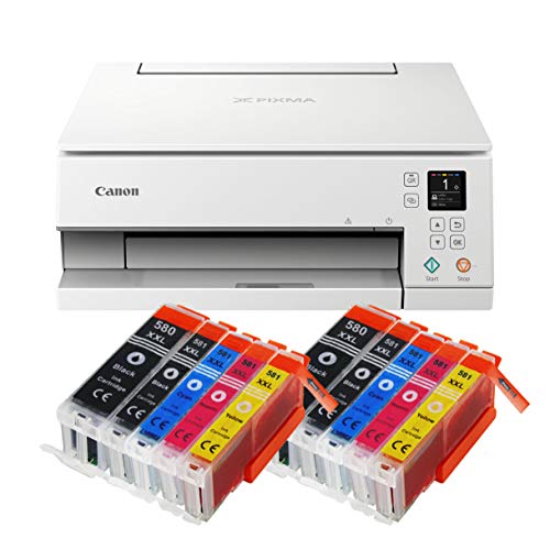 IC-Office TS6351a Farbtintenstrahl-Multifunktionsgerät All-in-One 3-in-1 (Drucker, Scanner, Kopierer, USB, WLAN, Apple AirPrint) Weiß + 10 XXL Tintenpatronen von IC-Office