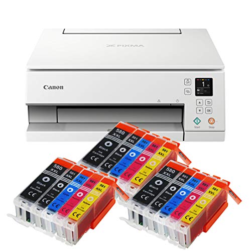 IC-Office TS6351a Farbtintenstrahl-Multifunktionsgerät All-in-One 3-in-1 (Drucker, Scanner, Kopierer, USB, WLAN, Apple AirPrint) Weiß + 15 XXL Tintenpatronen von IC-Office