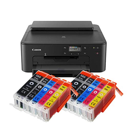 IC-Office TS705a Farbtintenstrahl-Drucker (Drucker, USB, CD-Druck, WLAN, LAN, Apple AirPrint) Schwarz + 10 XXL Tintenpatronen von IC-Office