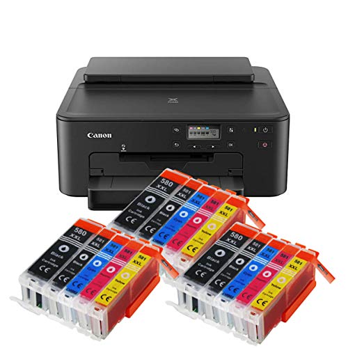 IC-Office TS705a Farbtintenstrahl-Drucker (Drucker, USB, CD-Druck, WLAN, LAN, Apple AirPrint) Schwarz + 15 XXL Tintenpatronen von IC-Office