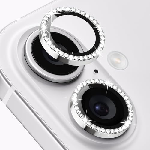 Glitzer Kameraschutz Design für iPhone 16/ iPhone 16 Plus Kamera Schutz Bling, ICARERFAMILY Ultra HD Clear Diamond Kameraschutz, Einfach Installieren - Silber Glitzer Kameraschutz Design für iPhone 16/ iPhone 16 Plus Kamera Schutz Bling, ICARERFAMILY Ultra HD Clear Diamond Kameraschutz, Einfach Installieren - Silber von ICARER FAMILY