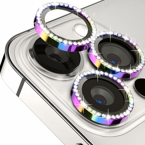 ICARER FAMILY Glitzer Kameraschutz für iPhone 16 Pro 6.1 und iPhone 16 Pro Max 6.7, Ultra-Klar HD 9H Schutzfolie für gehärtete Glaslinsen Individuelle Ringabdeckung aus Metall - Bunt ICARER FAMILY Glitzer Kameraschutz für iPhone 16 Pro 6.1 und iPhone 16 Pro Max 6.7, Ultra-Klar HD 9H Schutzfolie für gehärtete Glaslinsen Individuelle Ringabdeckung aus Metall - Bunt von ICARER FAMILY