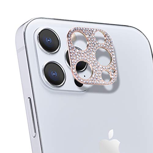 ICARER Bling Kamera Linse Schutzfolie für iPhone 12 Pro Max 2020, Diamant Kamera Objektivschutz Dekorationen Aufkleber Linse Protector Cover für Apple iPhone 12 Pro Max (Roségold) von ICARER