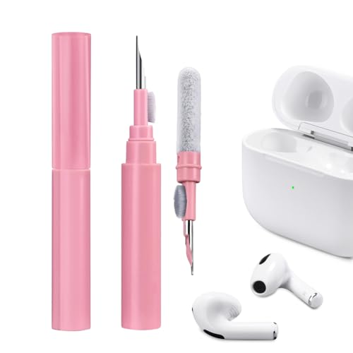 ICARER Clean Kit für AirPods Pro 2 2022 AirPods 3 AirPods Pro AirPods 2, 3 in 1 Multifunktions Kopfhörer Reinigungsset Werkzeug Weiche Bürste Beflockungsschwamm für iPhone Kamera Tastatur-Rosa von ICARER