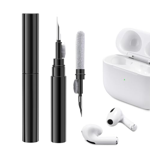 ICARER Clean Kit für AirPods Pro 2 2022 AirPods 3 AirPods Pro AirPods 2, 3 in 1 Multifunktions Kopfhörer Reinigungsset Werkzeug Weiche Bürste Beflockungsschwamm für iPhone Kamera Tastatur-Schwarz von ICARER