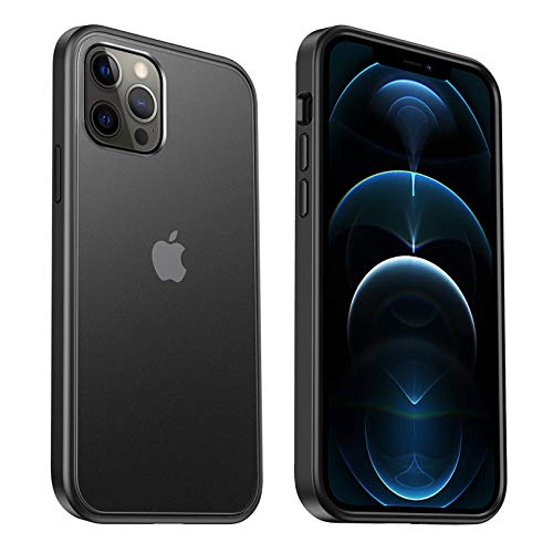 ICARER Hülle für iPhone 12 Pro Max, Stoßfest Slim Durchscheinend Matte PC Hülle mit weichen TPU-Kanten Anti-Rutsch und Anti-Fingerabdruck Hülle für Apple iPhone 12 Pro Max 6.7 Zoll 2020 (Schwarz) von ICARER