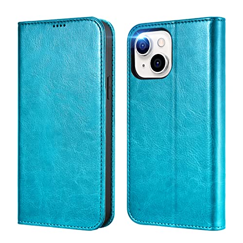 ICARER Hülle für iPhone 14 2022, Wallet Ledertasche Tasche Handyhülle Magnetverschluss Klapphülle Case Cover RFID-Sperrung Kreditkarten -Slots Kickstand TPU Inner für iPhone 14 6,1 Zoll (Blau) von ICARER