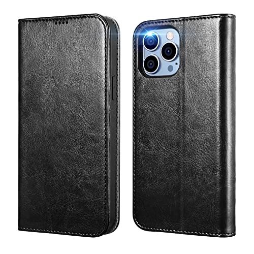 ICARER Hülle für iPhone 14 Pro, PU Ledertasche Wallet Tasche Handyhülle Magnetverschluss Klapphülle Case Cover RFID-Sperrung Kreditkarten-Slots Kickstand TPU Inner für iPhone 14 Pro 6,1 Zoll-Schwarz von ICARER