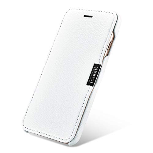 ICARER Hülle passend für Apple iPhone 6S Plus und iPhone 6 Plus (5,5 Zoll), Handyhülle mit echtem Leder, Case, Schutz-Hülle, dünne Handytasche, Slim Cover, Weiß von ICARER