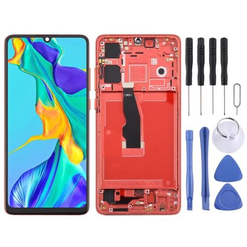 ICBAYXTS YXNCJP DSZQKS for Hua wei P30 TFT-LCD-Bildschirm-Digitalisierer, vollständige Baugruppe mit Rahmen, unterstützt Keine Fingerabdruckerkennung(Red) von ICBAYXTS