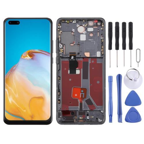ICBAYXTS YXNCJP DSZQKS for Hua wei P40 Pro TFT-LCD-Bildschirm-Digitalisierer, vollständige Baugruppe mit Rahmen, unterstützt Keine Fingerabdruckerkennung(Black) von ICBAYXTS