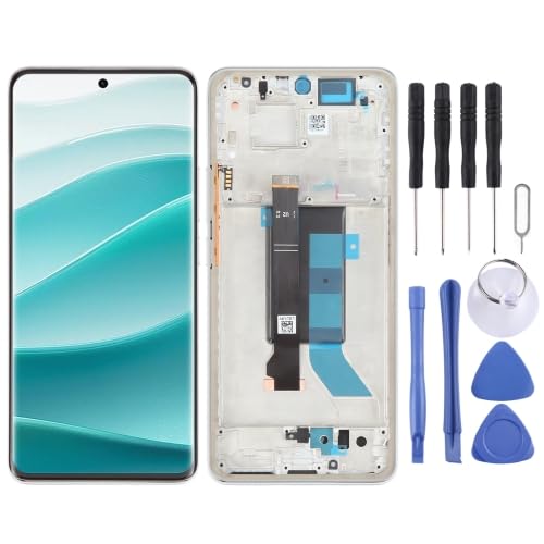 ICBAYXTS YXNCJP LXKQFXMS for Redmi Note14 Pro 5G LCD-Bildschirm-Digitizer, komplette Montage mit Rahmen(Silver) von ICBAYXTS