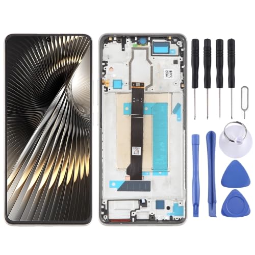 ICBAYXTS YXNCJP LXKQFXMS for Redmi Turbo3 LCD-Bildschirm-Digitizer-Vollmontage mit Rahmen(Silver) von ICBAYXTS
