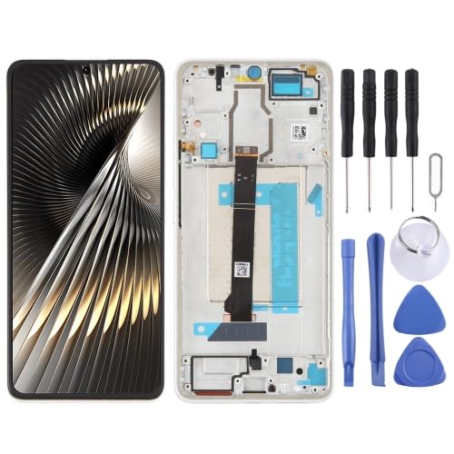 ICBAYXTS YXNCJP LXKQFXMS for Redmi Turbo3 LCD-Bildschirm-Digitizer-Vollmontage mit Rahmen(Weiß) von ICBAYXTS