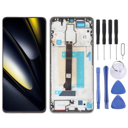 ICBAYXTS YXNCJP LXKQFXMS for Xiao mi Poco F6 LCD Screen Digitizer Vollversammlung mit Rahmen(Silver) von ICBAYXTS